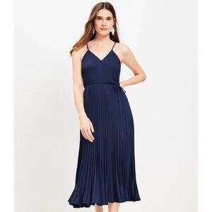 Ann Taylor LOFT Pleated Crossover Strappy Midi Dress 10